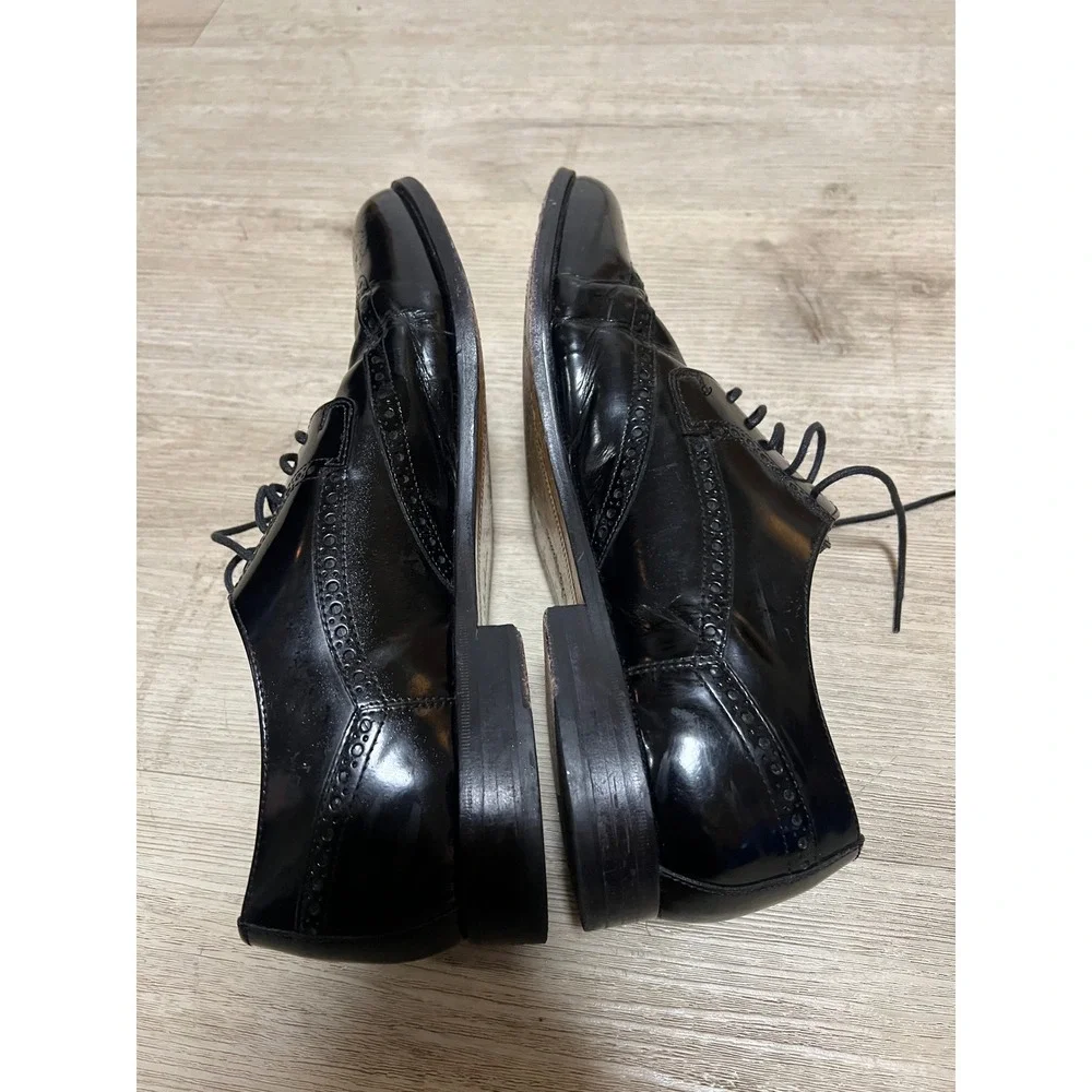 Cole Haan Mens Black‎ Patent Leather Wingtip Oxford Dress Shoes C07608 Size 13 M
